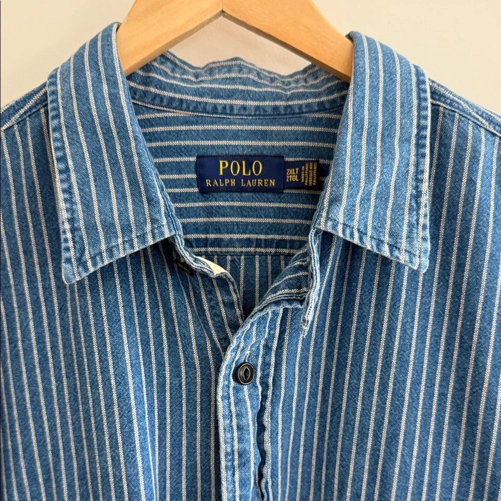 Polo by Ralph Lauren Blue Striped Casual Button Down Shirt - Picture 2 of 8